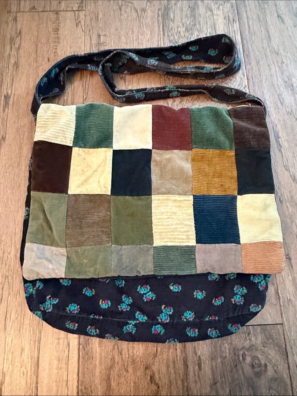 Corduroy Patchwork Crossbody Bag Handmade in Guatemala Bohemian
